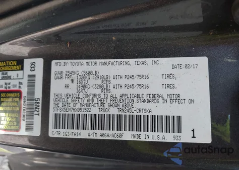 2017 Toyota Tacoma Sr z USA, uszkodzony, nr VIN 5TFSX5EN7HX051522